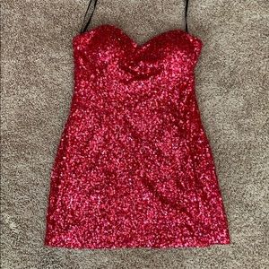 Hot pink sequin mini dress